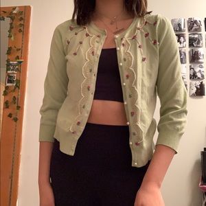 Vintage Embroidered Pearl Cardigan